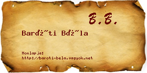 Baróti Béla névjegykártya