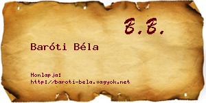 Baróti Béla névjegykártya